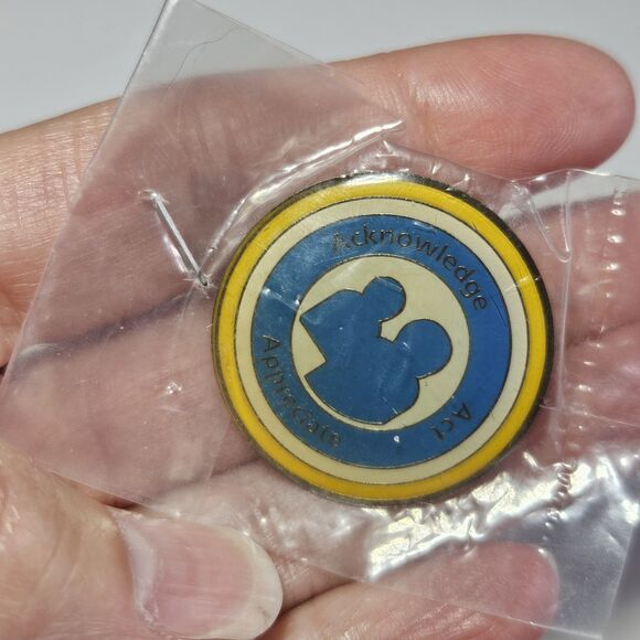 Walmart Silver Tone Blue Yellow Enamel Acknowledge Act Appreciate Pin - Picture 1 of 10